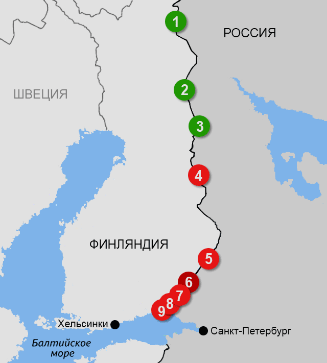 Пограничные пункты пропуска Россия - Финляндия