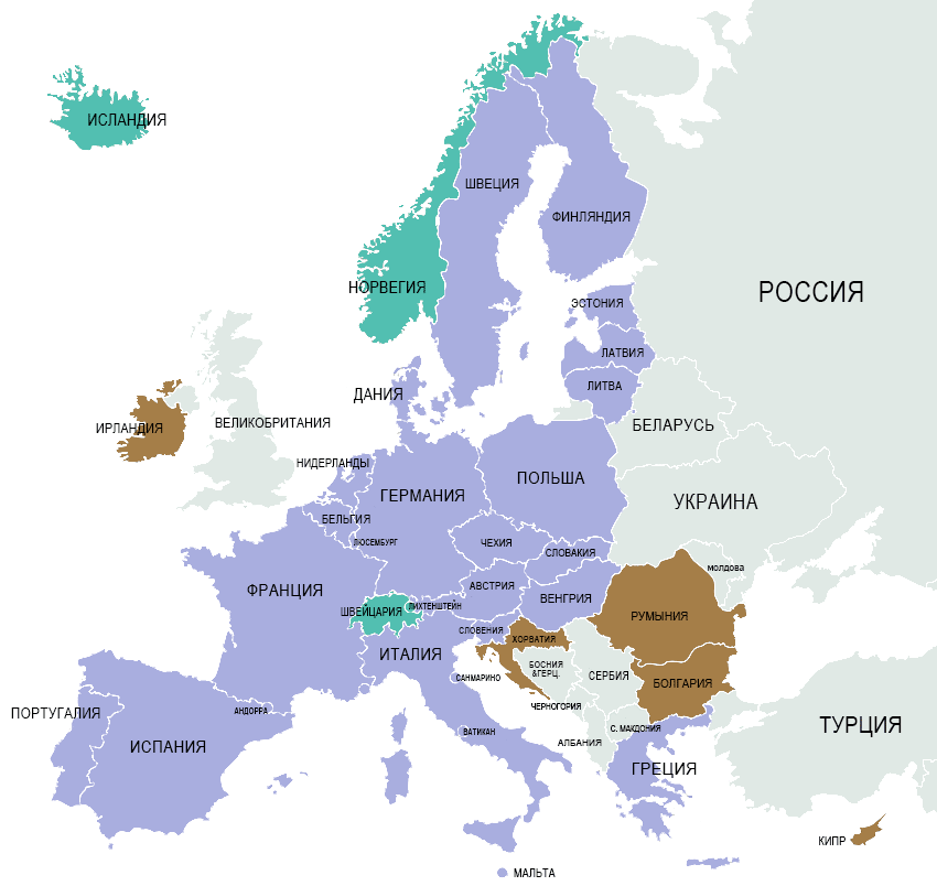 Страны Шенгенсой зоны