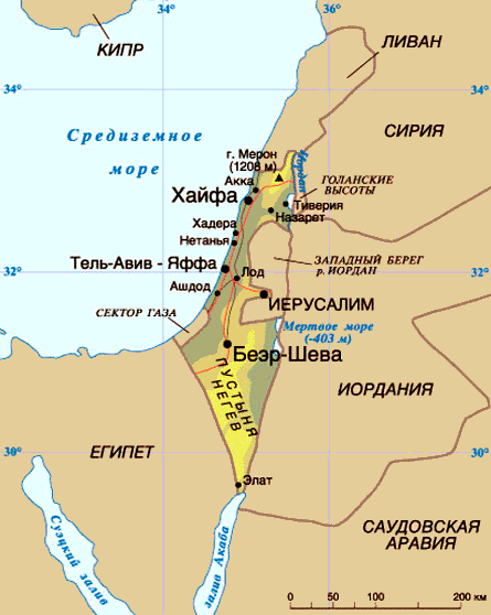 Израиль, Палестинская автономия - карта