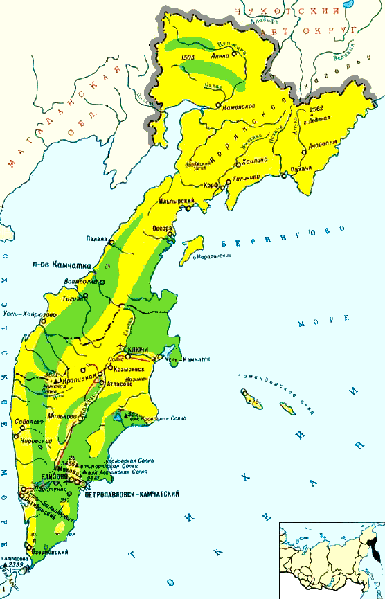 Карта Камчатки