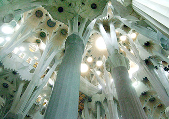 Собор Sagrada Família в Барселоне. Колонны - деревья