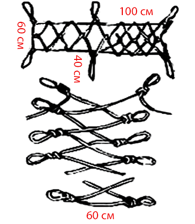 Сетка из веревки для переноски пострадавшего
